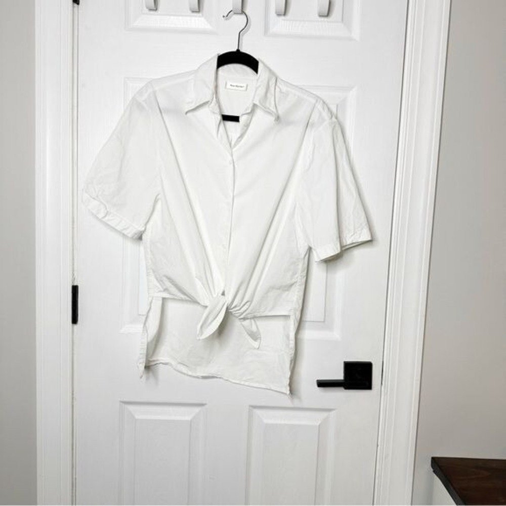 There Was One Farfetch‎ Short Sleeve Button Down Knot Front Blouse Size 40